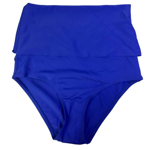 Aerie Fold-Over High Waist Bikini Bottoms | SMALL - Cobalt Blue NEW - Picture 2 of 4